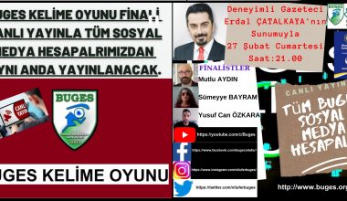 BUGES KELIME OYUNU FİNALİ CANLI YAYINDA KAÇIRMAYIN! BUGES KELIME OYUNU FİNALİ CANLI YAYINDA KAÇIRMAYIN!