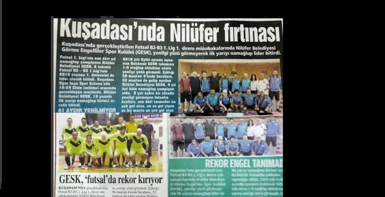 Futsal Takımı Rekoru Gazete Manşetlerinde