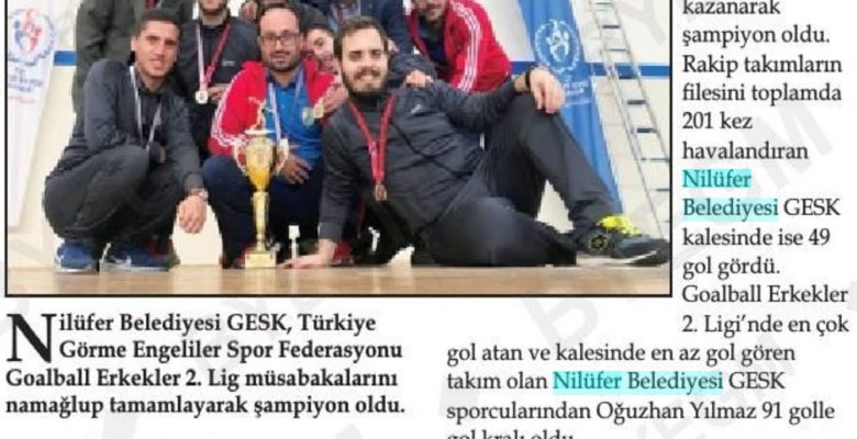 Goalball Şampiyonluğumuz Manşetlerde